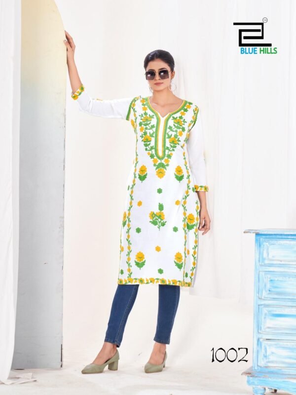 Beautiful Blue Hills Yamini Rayon Fancy Kurti Collection Wholesale 2026