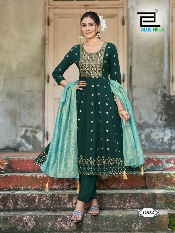Beautiful Blue Hills Batu Caves Kurti Bottom With Dupatta Collection Wholesale 2026
