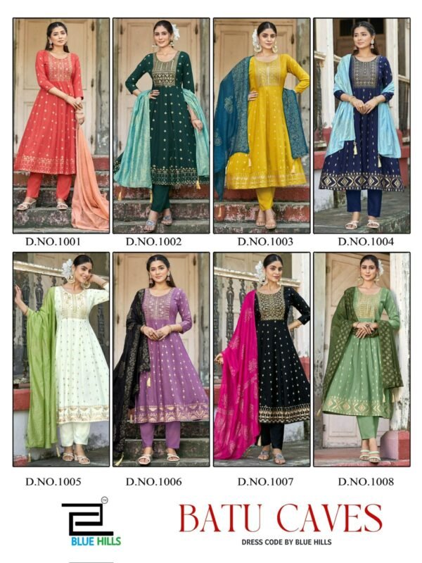 Beautiful Blue Hills Batu Caves Kurti Bottom With Dupatta Collection Wholesale 2026