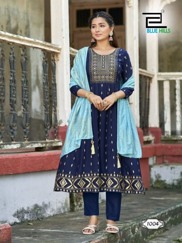 Beautiful Blue Hills Batu Caves Kurti Bottom With Dupatta Collection Wholesale 2026