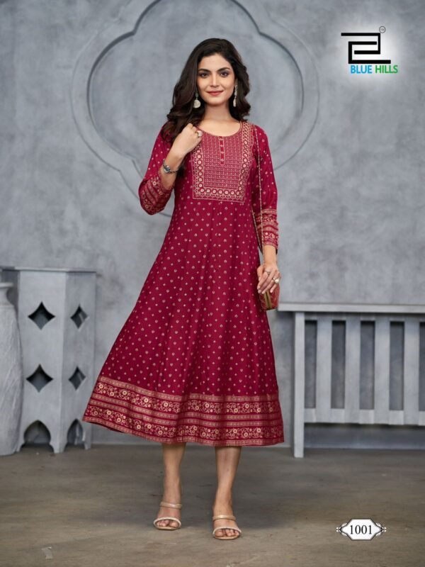 Launching Blue Hills Womaniya Plus Vol 1 Rayon Designer Kurti Collection Wholesale 2026