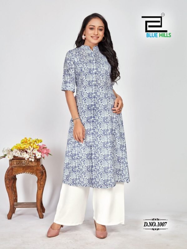 Latest Blue Hills Maher Rayon Printed Kurti Collection Wholesale 2026