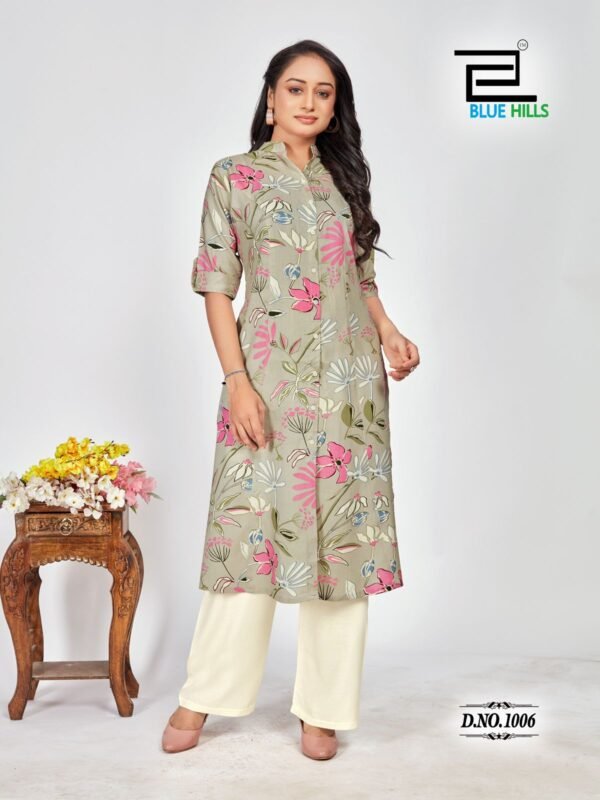 Latest Blue Hills Maher Rayon Printed Kurti Collection Wholesale 2026