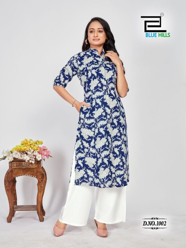 Latest Blue Hills Maher Rayon Printed Kurti Collection Wholesale 2026