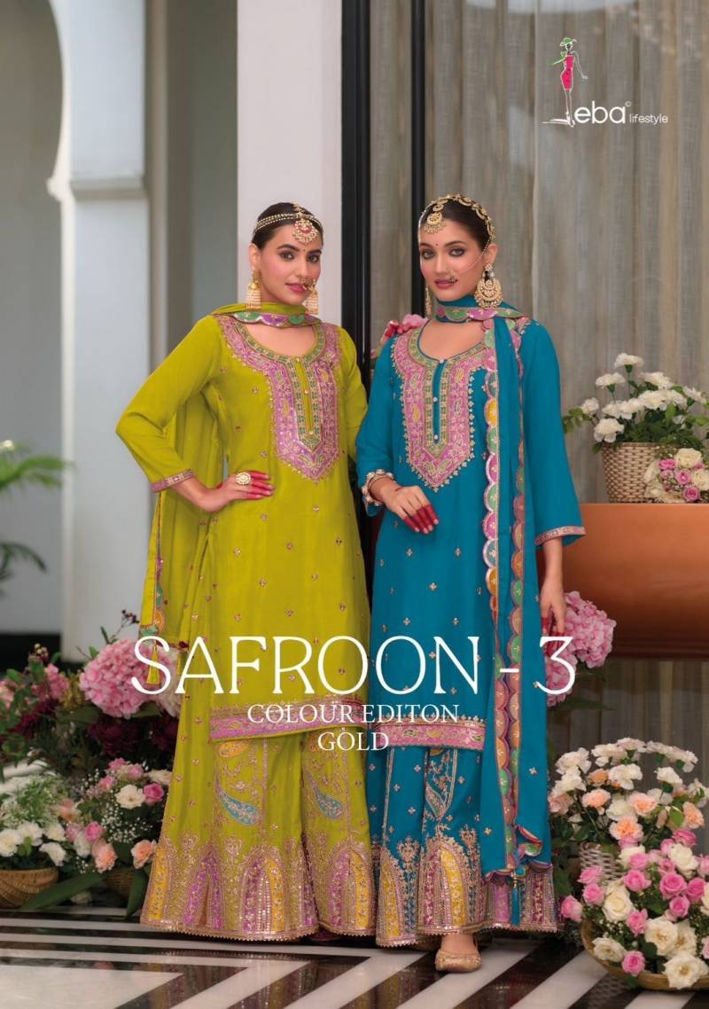 Eba Safroon Vol 3 Color Editon Gold Ready Made Suits Collection Wholesale