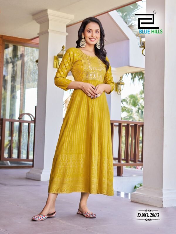 Beautiful Blue Hills Pushpa 2 Rayon Printed Anarkali Gown Collection Wholesale 2026