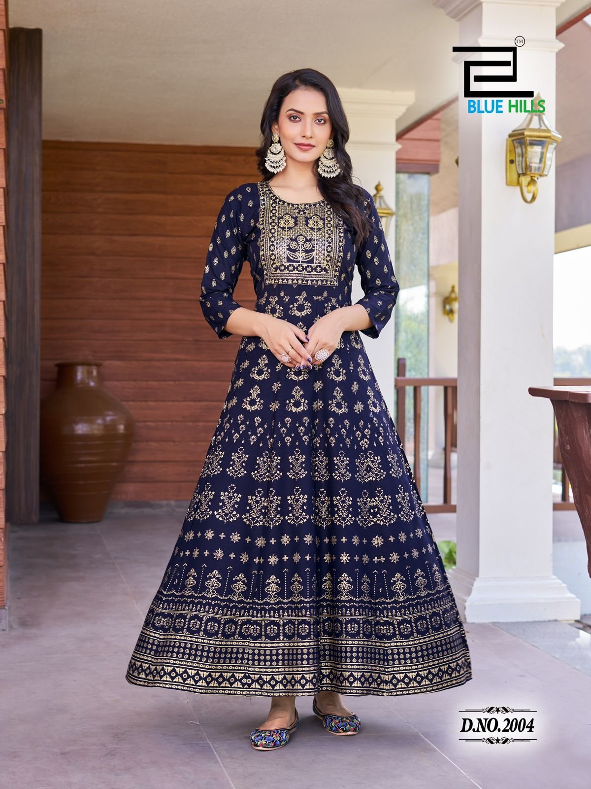 Beautiful Blue Hills Pushpa 2 Rayon Printed Anarkali Gown Collection Wholesale 2026