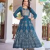 Beautiful Blue Hills Pushpa 2 Rayon Printed Anarkali Gown Collection Wholesale 2026