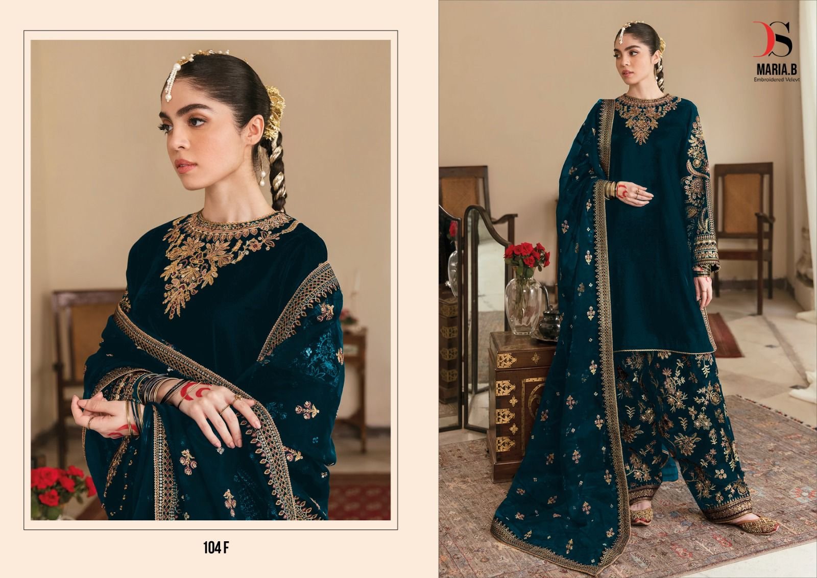 Deepsy Maria B 104 Velvet Pakistani Salwar Suit Wholesale