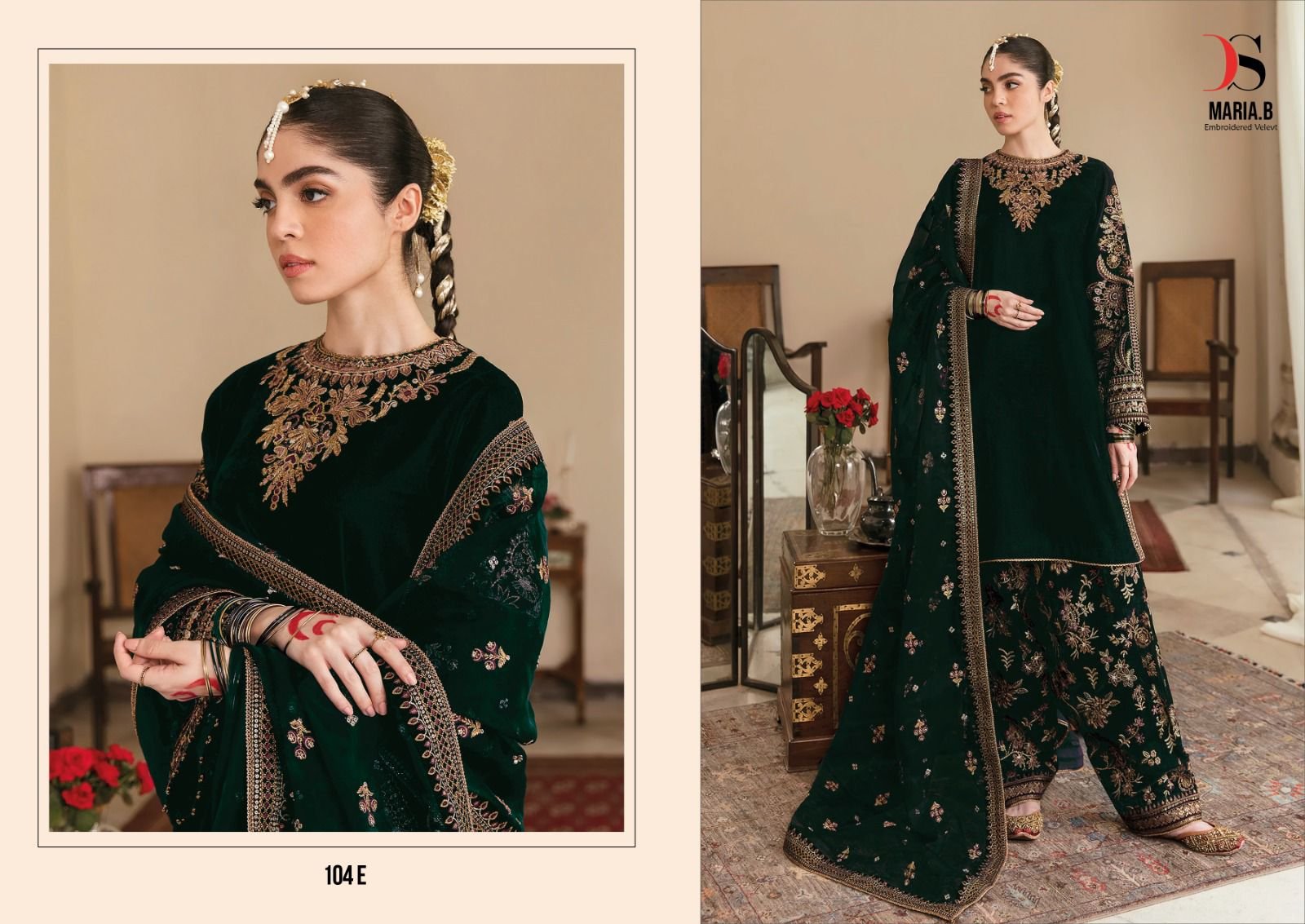 Deepsy Maria B 104 Velvet Pakistani Salwar Suit Wholesale