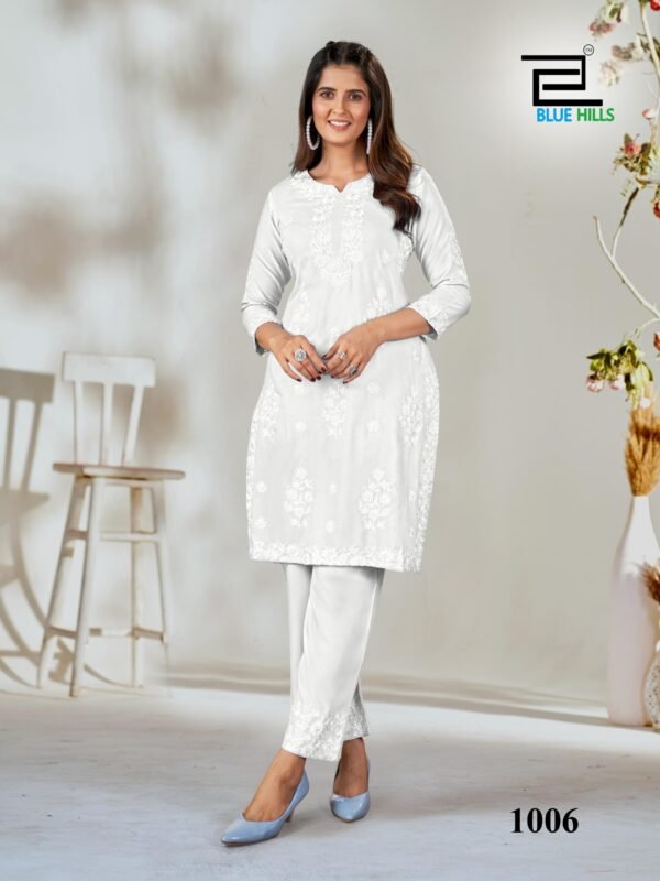 Stylish Blue Hills Wonder Black And White Rayon Kurti With Bottom Wholesale 2026