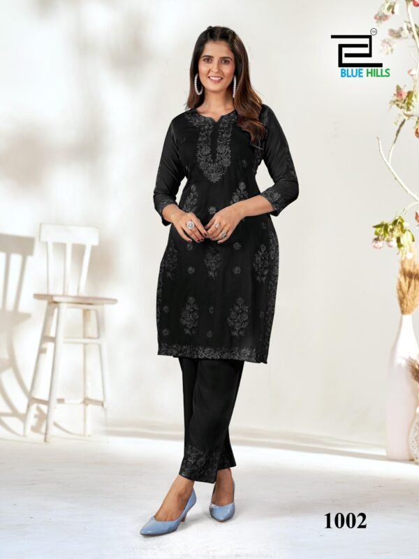 Stylish Blue Hills Wonder Black And White Rayon Kurti With Bottom Wholesale 2026
