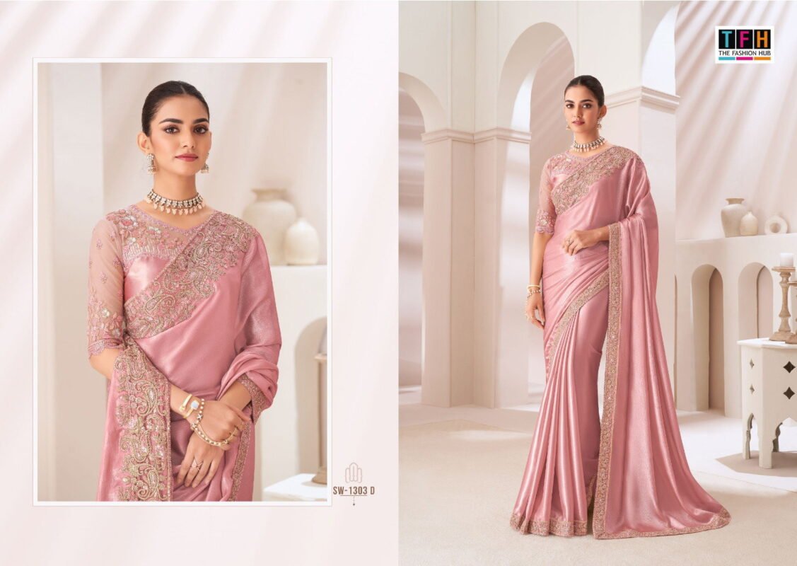 Stylish TFH Sandalwood 1303 Hit Colors Party Wear Style Exclusive Saree Collection Wholesale 2026