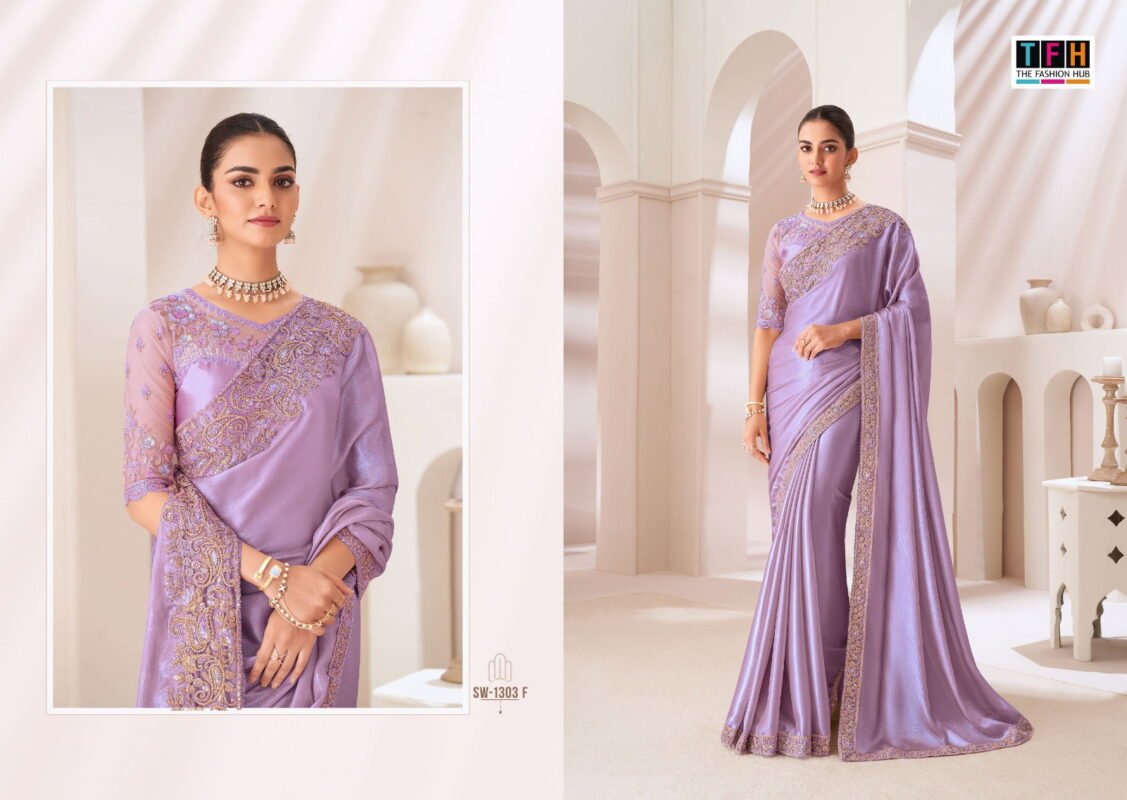 Stylish TFH Sandalwood 1303 Hit Colors Party Wear Style Exclusive Saree Collection Wholesale 2026