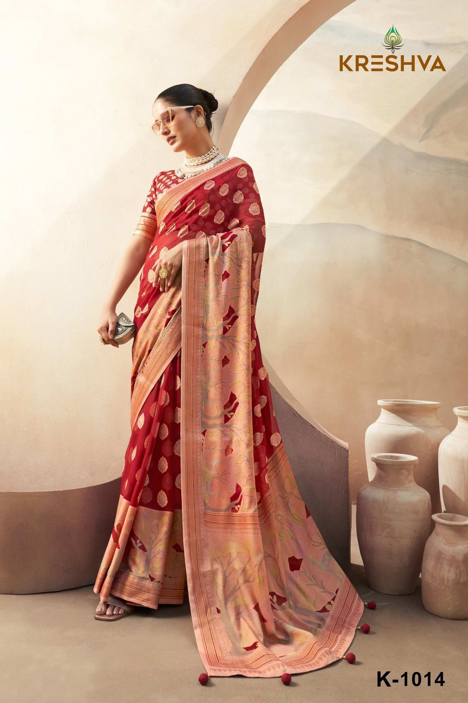 Buy Kreshva Ahiliya Pv Georgette Saree Collection Wholesale 2026