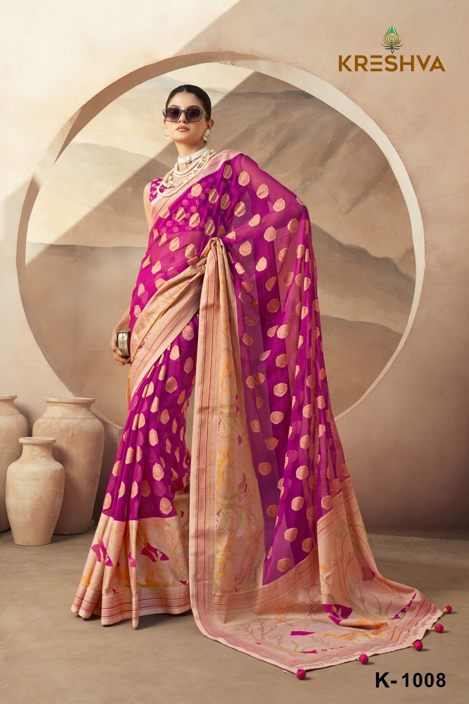 Buy Kreshva Ahiliya Pv Georgette Saree Collection Wholesale 2026