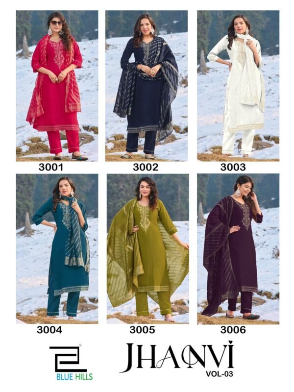 Launching Blue Hills Jhanvi Vol 3 Roman Silk Kurti Bottom With Dupatta Collection Wholesale 2026