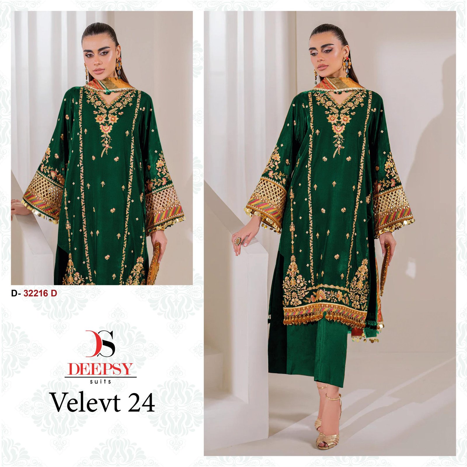 Deepsy Velvet 24 Series 32216 A To D Pakistani Salwar Suit Wholesale