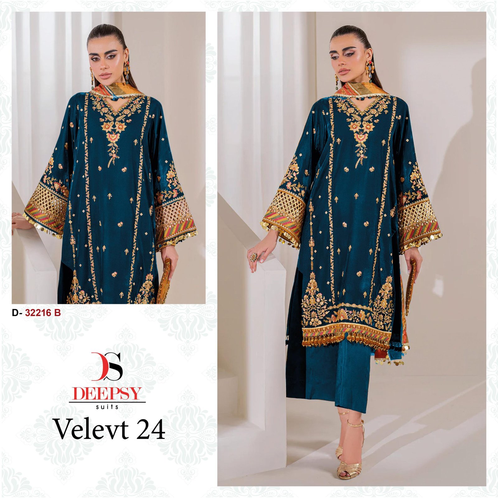Deepsy Velvet 24 Series 32216 A To D Pakistani Salwar Suit Wholesale