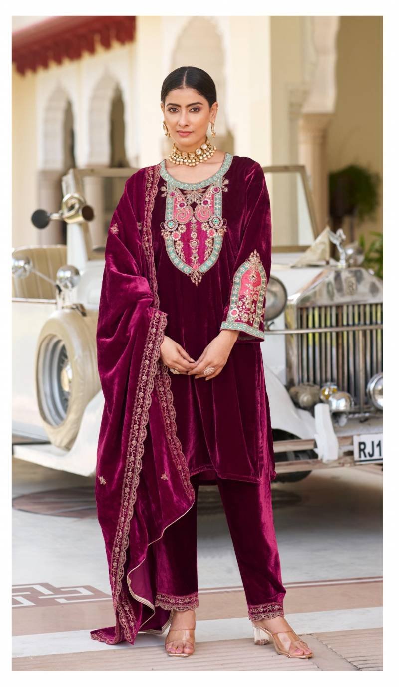 Deepsy D 606 Velvet Embroidered Pakistani Ready Made Collection Wholesale