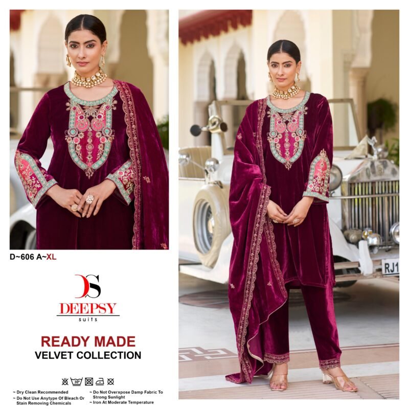 Launching Deepsy D 606 Velvet Embroidered Pakistani Ready Made Collection Wholesale 2026