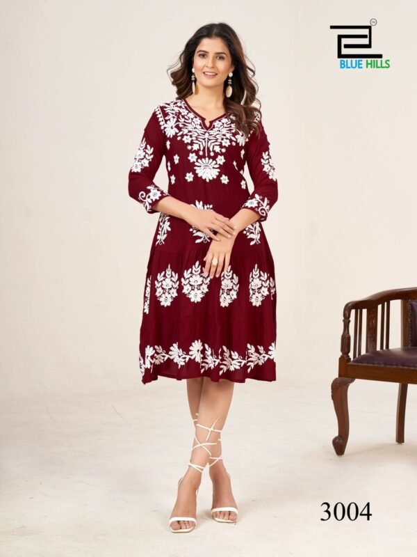 Beautiful Blue Hills Kiara Vol 3 Limited Edition Rayon Lucknowi Work Kurtis Wholesale 2026