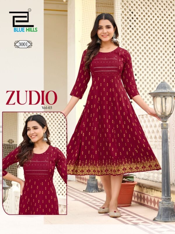 Latest Blue Hills Zudio Vol 3 Rayon Printed Anarkali Kurti Collection Wholesale 2026