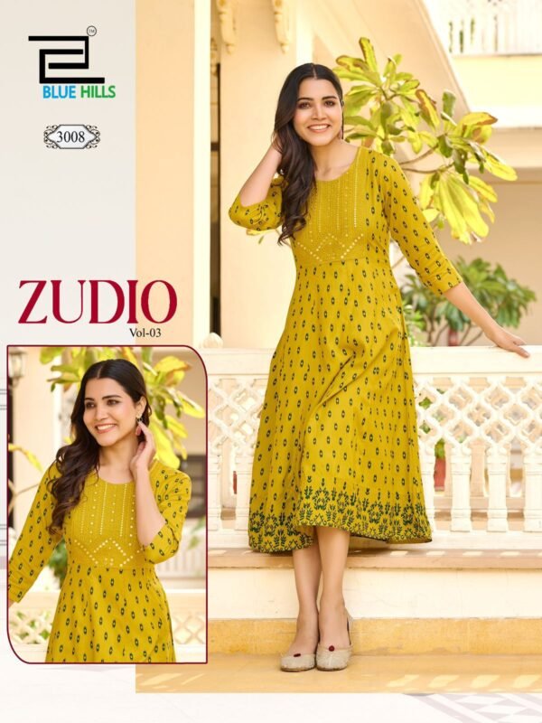 Latest Blue Hills Zudio Vol 3 Rayon Printed Anarkali Kurti Collection Wholesale 2026