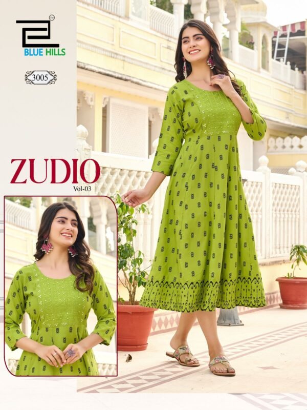 Latest Blue Hills Zudio Vol 3 Rayon Printed Anarkali Kurti Collection Wholesale 2026