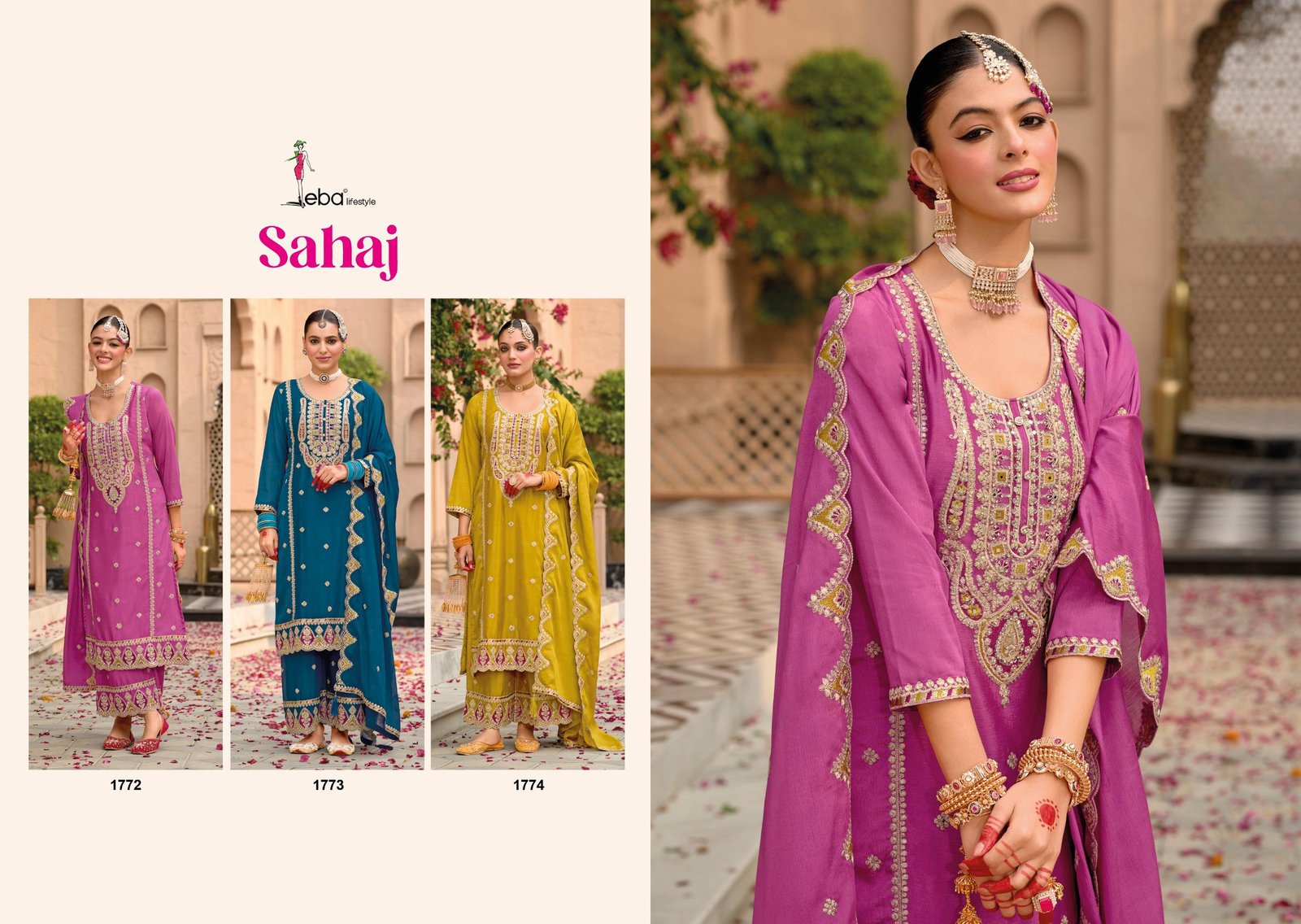 Launching Eba Sahaj Chinon Embroidered Ready Made Suits Collection Wholesale 2026