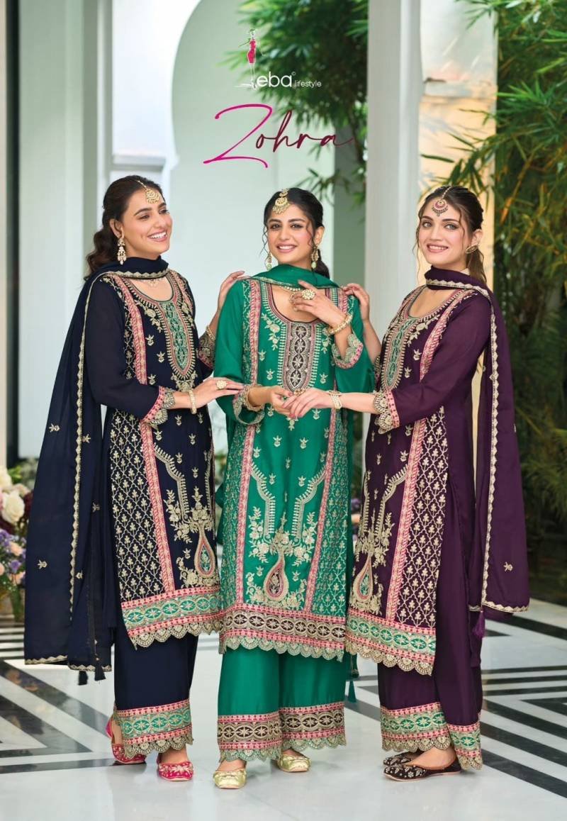 Eba Zohra Chinon Embroidered Ready Made Suits Collection Wholesale