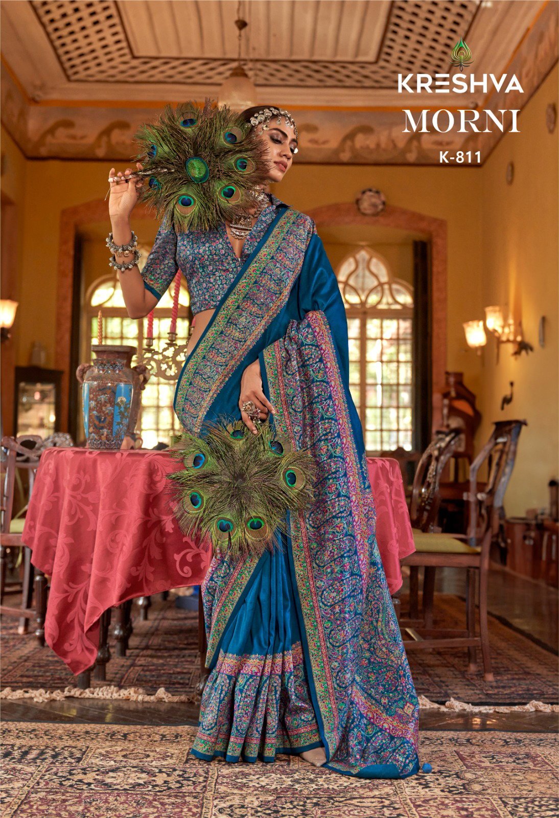 Kreshva Morni Pv Silk Printed Fancy Saree Collection Wholesale