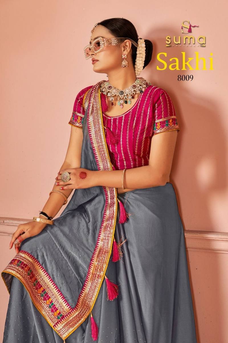 Suma Sakhi Black Rangoli Festival Wear Saree Collection Wholesale