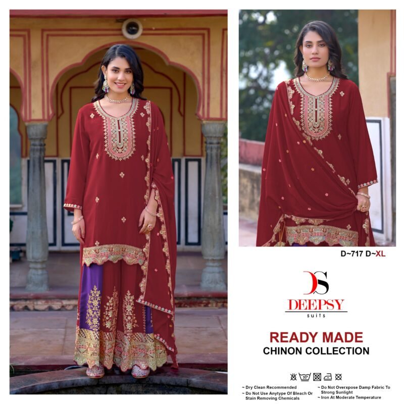 Buy Deepsy D 717 Chinon Embroidered Ready Made Pakistani Collection Wholesale 2026