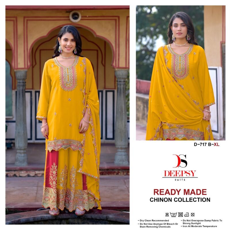 Buy Deepsy D 717 Chinon Embroidered Ready Made Pakistani Collection Wholesale 2026