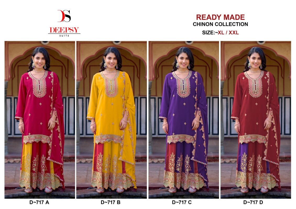Buy Deepsy D 717 Chinon Embroidered Ready Made Pakistani Collection Wholesale 2026