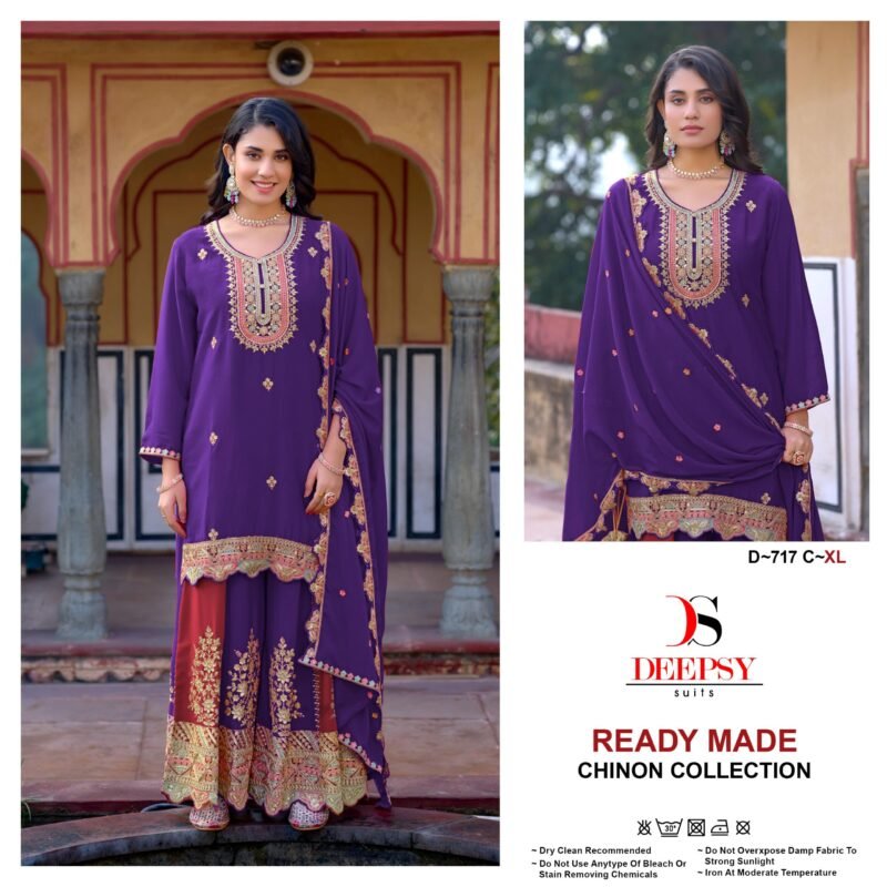 Buy Deepsy D 717 Chinon Embroidered Ready Made Pakistani Collection Wholesale 2026