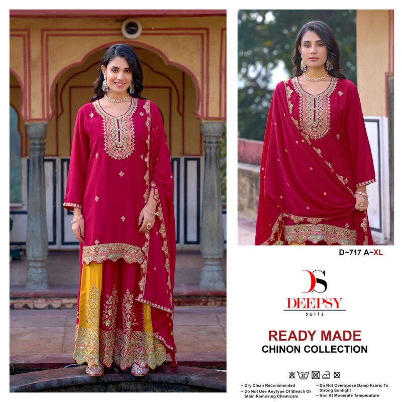 Buy Deepsy D 717 Chinon Embroidered Ready Made Pakistani Collection Wholesale 2026
