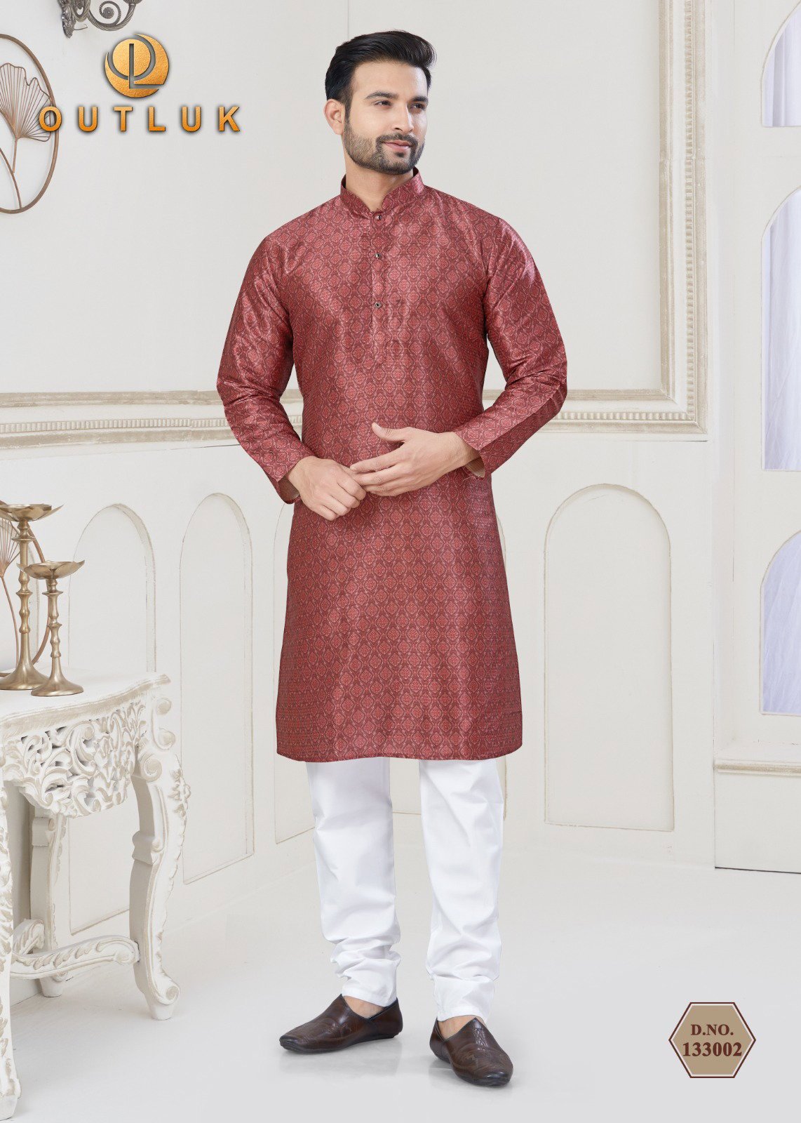 Latest Outluk Vol 133 Jacquard Silk Digital Printed Mens Kurta With Pyjama Wholesale 2026
