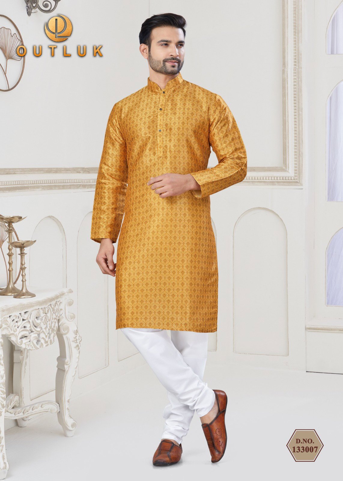 Latest Outluk Vol 133 Jacquard Silk Digital Printed Mens Kurta With Pyjama Wholesale 2026