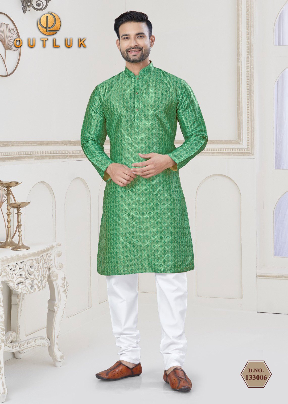 Latest Outluk Vol 133 Jacquard Silk Digital Printed Mens Kurta With Pyjama Wholesale 2026