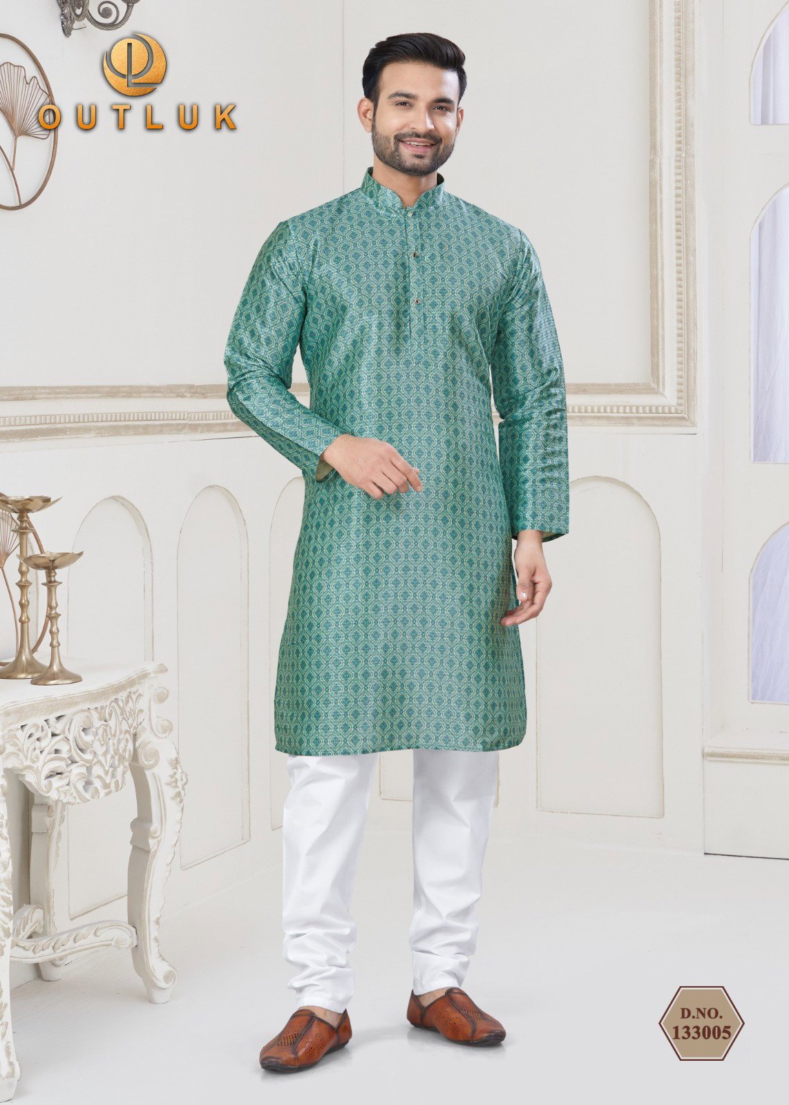 Latest Outluk Vol 133 Jacquard Silk Digital Printed Mens Kurta With Pyjama Wholesale 2026