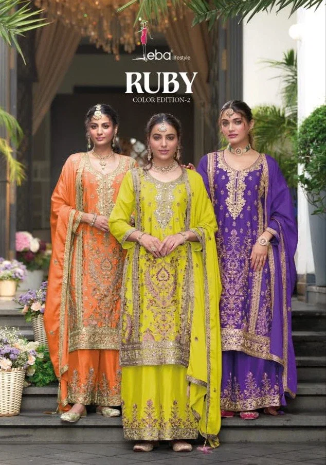 Eba Ruby Colour Edition 2 Chinon Embroidery Ready Made Collection Wholesale
