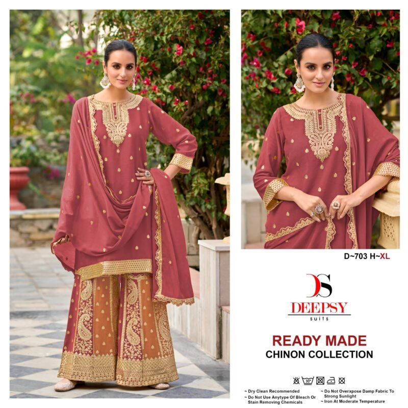 Buy Deepsy D 703 Chinon Embroidered Ready Made Pakistani Collection Wholesale 2026