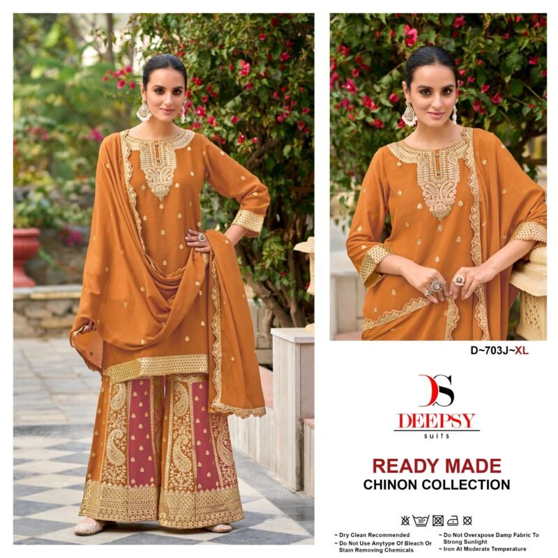 Buy Deepsy D 703 Chinon Embroidered Ready Made Pakistani Collection Wholesale 2026