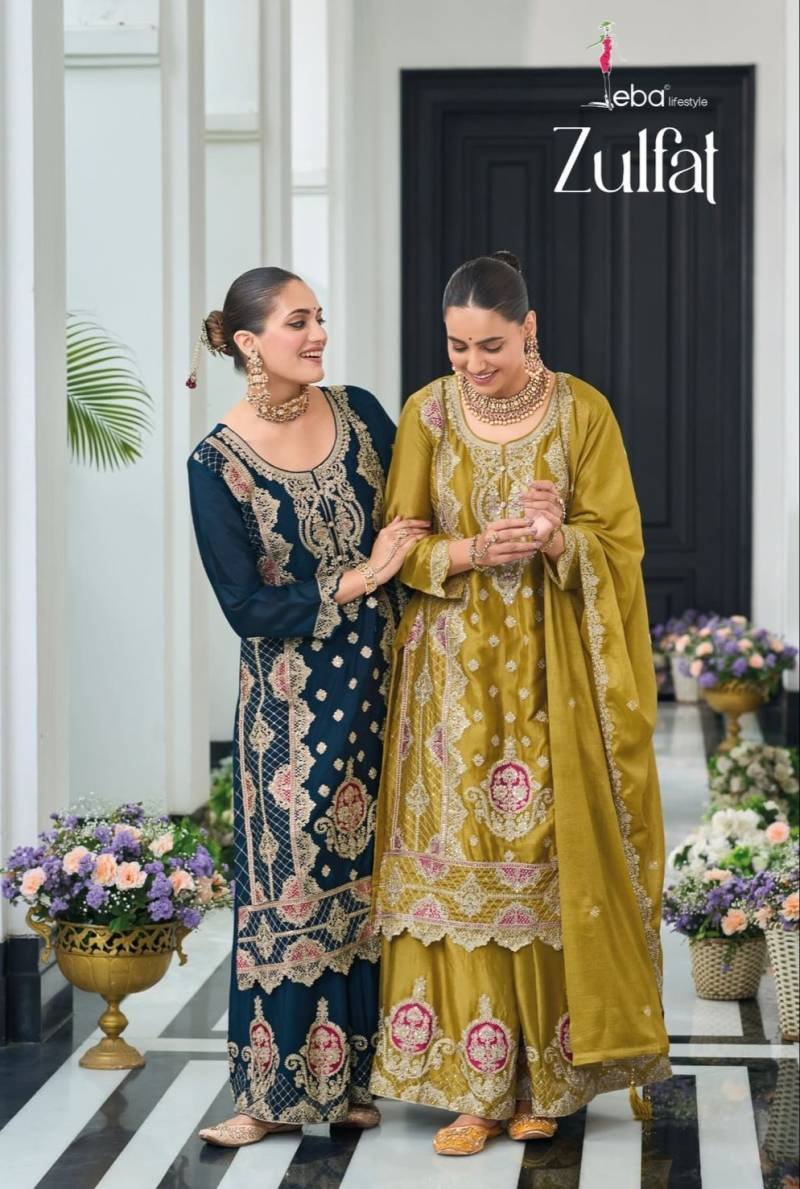 Eba Zulfat Chinon Embroidered Ready Made Suits Collection Wholesale