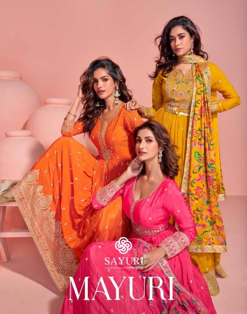 Sayuri Mayuri Chinon Silk Designer Gown With Dupatta Collection Wholesale