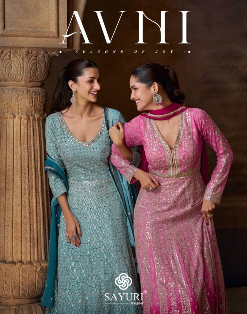 Sayuri Avni Embroidered Designer Gown With Dupatta Collection Wholesale