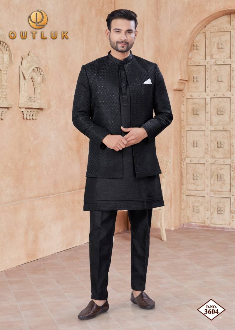 Outluk Wedding Collection Vol 36 Kurta Pajama With Koti Collection Wholesale