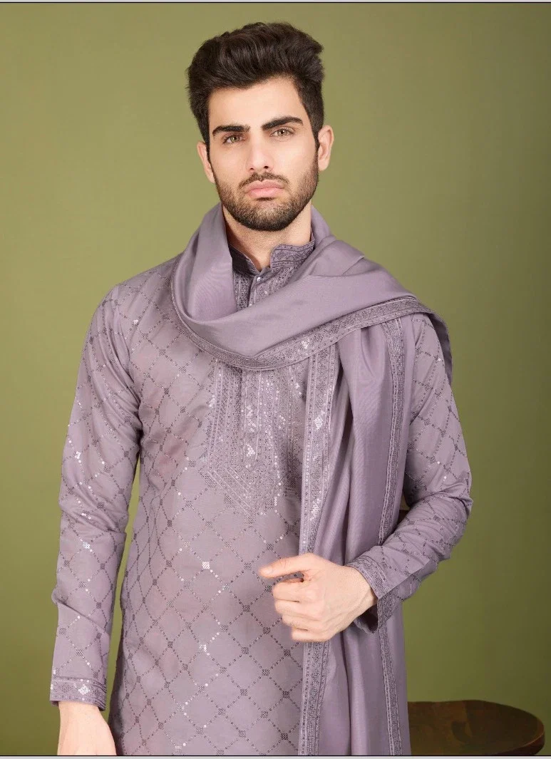 Shubhvastra Indo Vastra Viscose Silk Mens Kurta With Dupatta Wholesale